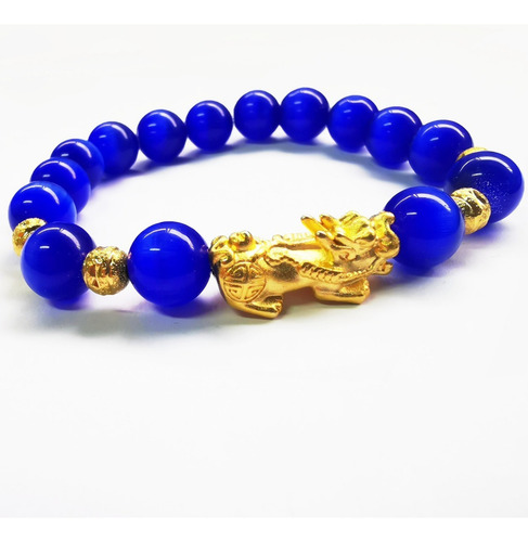 Hefu Feng Shui - Pulseira Pi Xiu Olho De Gato Azul Safira