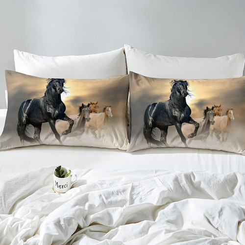 . New Juego De Ropa De Cama De Caballo De 3 Piezas Tamano