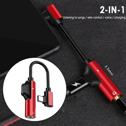 Tipo De Conector Divisor Usb-c Audio Auxiliar Para Rojo