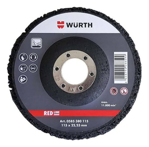 Disco removedor de pintura de nailon Wurth, 115 mm x 22 mm, color gris