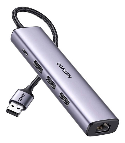 Adaptador Ugreen 5 En 1 Usb 3.0 A Rj-45 Usb-c 60554 Grey