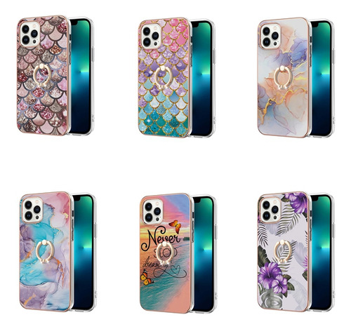 Funda Para Teléfono Motorola Series Sparkling Imd Con Agarre Giratorio Para Los Dedos, Balanzas De Colores Y Patrón De Escamas Rosas