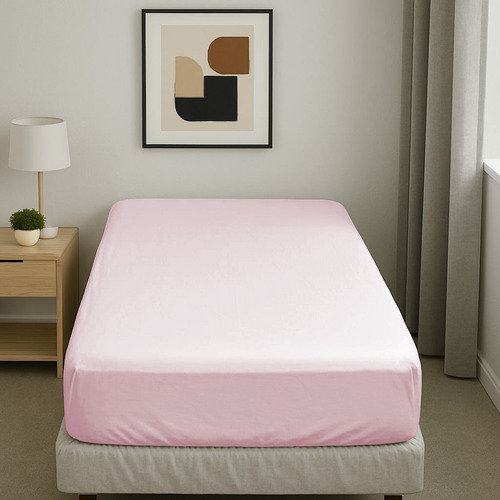 Lençol Avulso Solteiro Hypercal Fino Acabamento 400 Fios Cor Rosa Desenho Do Tecido Liso
