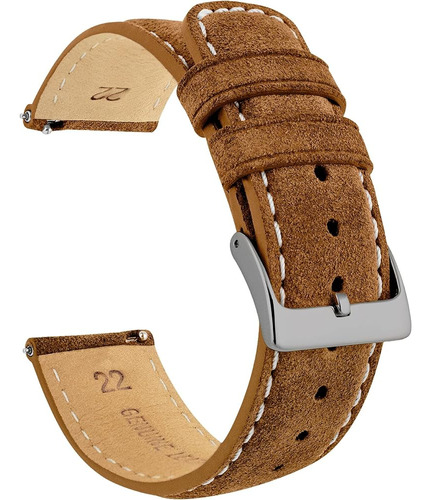 22mm Cognac Brown - Barton Suede Leather Watch Bands - Liber