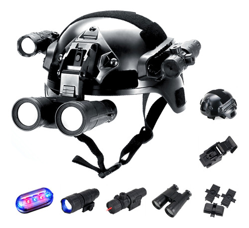 Casco Airsoft Paintball Con Linterna Telescopio.luz Estrob