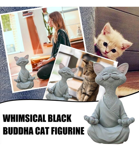 Estatua De Gato De Buda Negro Caprichoso Gato Feliz