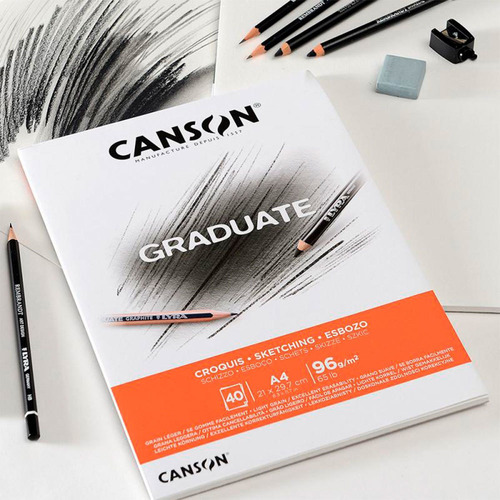 Canson Block Graduate Croquis 96 Grs A4 X 40 Hojas Color Blanco