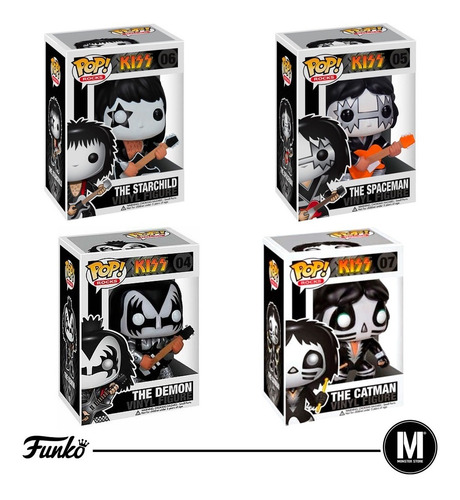 Funko Pop Set 4 Kiss Vaulted Demon Catman Spaceman Starchild