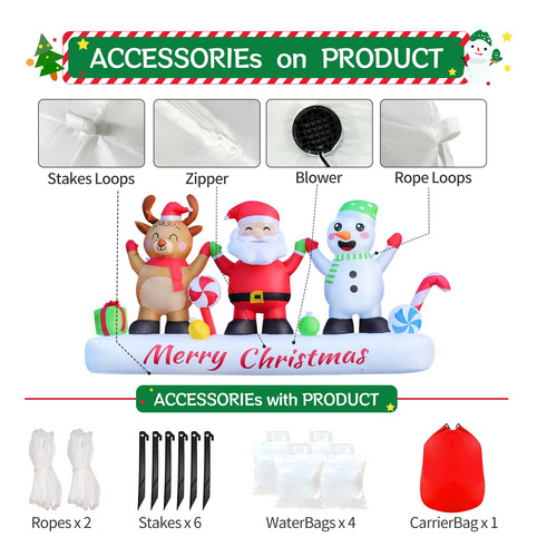 Muñeco De Nieve Inflable 2.4 M Con Luz Led Decoración Navida