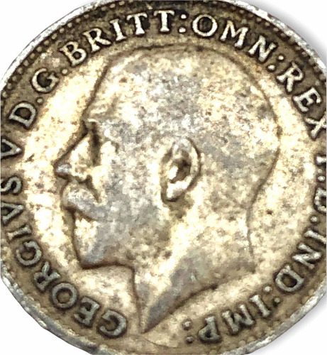 Moneda Plata Gran Bretaña 3 Pences L 0.500 Año 1915 George V (Usado)