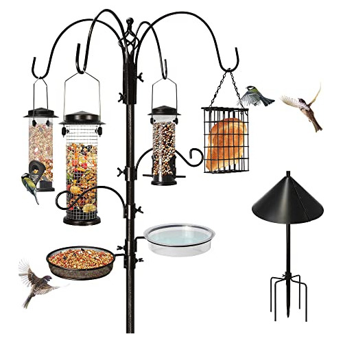 6-hook Bird Feeding Station Kit?bird Feeder Pole Bird F...