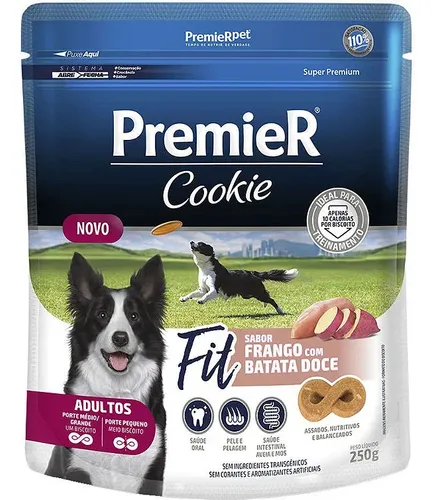 Biscoitos Premier Cookie Cães Adultos Fit Frango Batata Doce