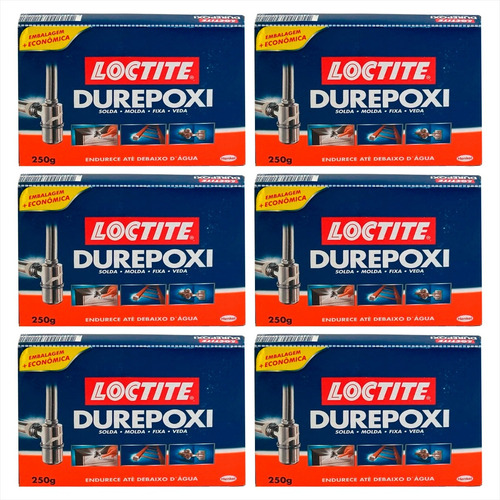 Massa Durepoxi 250g Endurece Até Em Debaixo D'água - Kit 6un