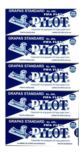 5 Cajas De Grapas Fifa Flex Pilot N° 400 Engrapa 25 Hojas