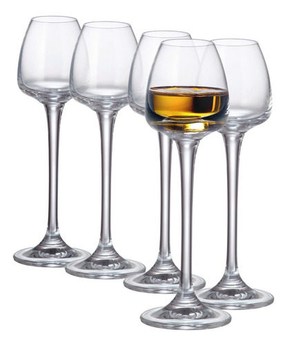 Anser Juego De 6 Copas De Vidrio Para Licor 70 Ml Color Blanco