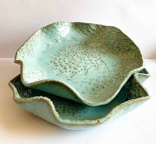 Imagen 4 de 4 de Plato Coral Turquesa Y Textura