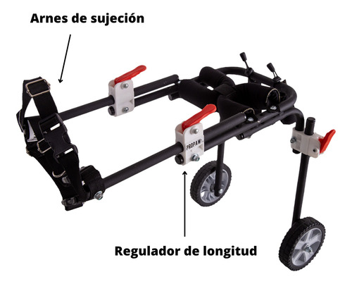 Carrito Ortopedico Propaw Lab 5.0 Para Perros Y Gatos Discapacitados Regulable