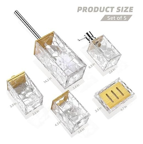 Gahefy Juego De Accesorios De Baño De Bambú Transparente Acr
