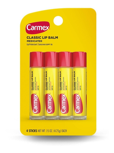 Carmex Bálsamo Labial Hidratante En Barra Con Spf 15 - 4und