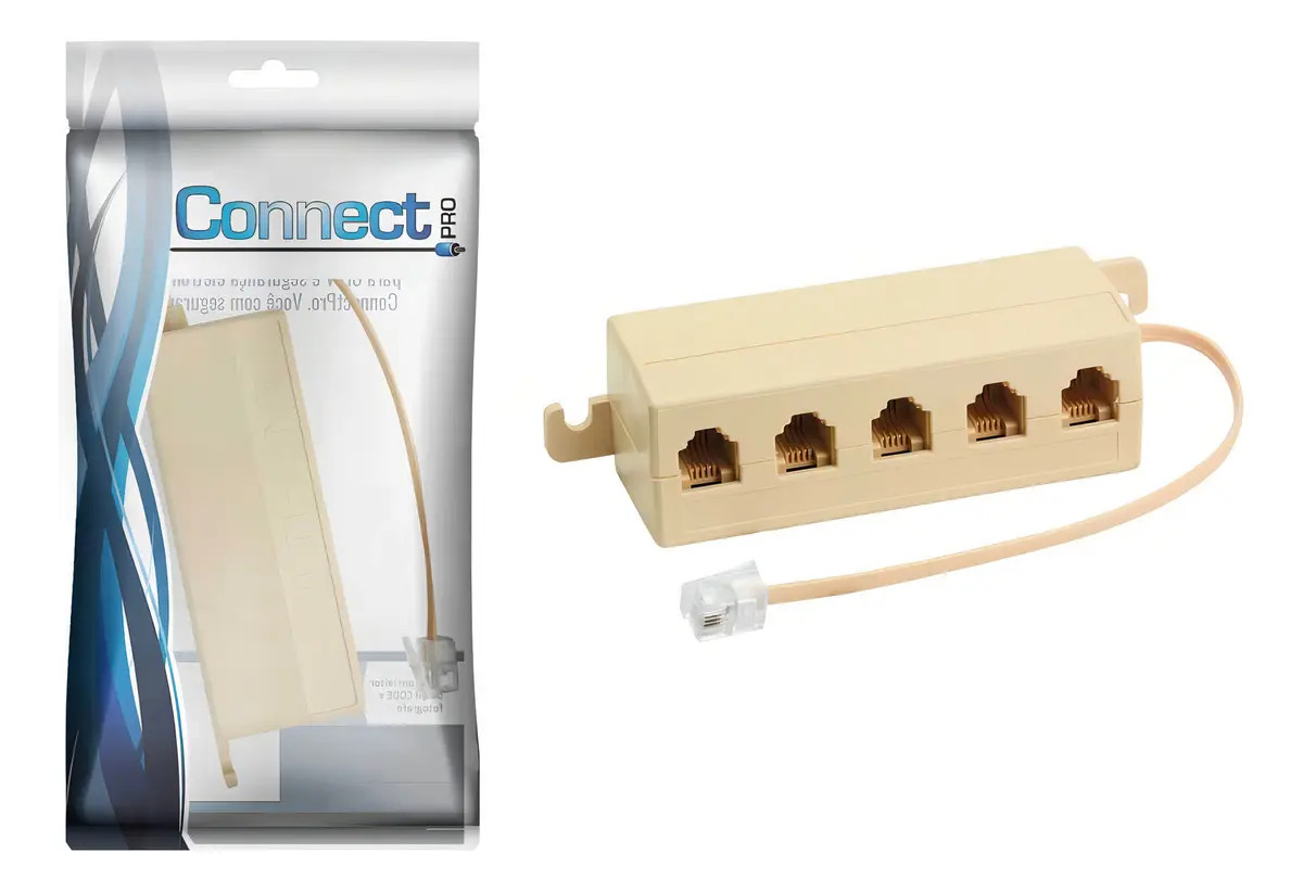 Conector Divisor de Telefonia ConnectPRO RJ11 e RJ12 com 6 Pinos