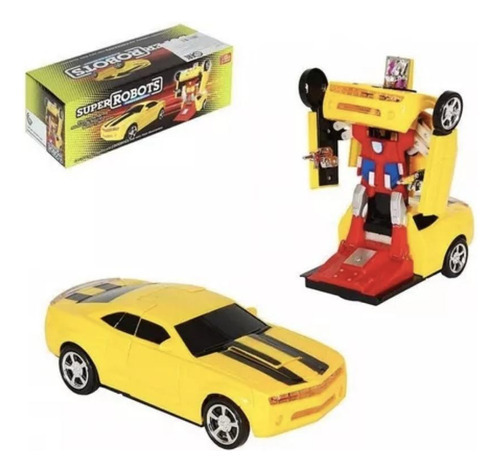 Brinquedo Carro Transformers Som Luz Vira Robô Camaro