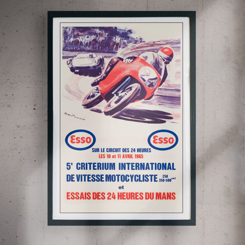 Cuadro 60x40 Motociclismo - Esso Racing - Poster Vintage