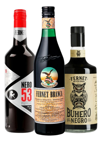 Fernet Branca 750ml + Nero 53 Clasico + Buhero. Combo