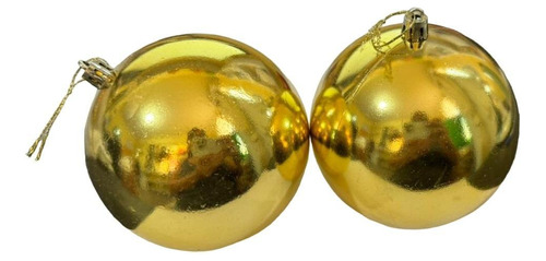 Kit 2 Bolas De Natal Dourada Brilhante Tradicional 10cm