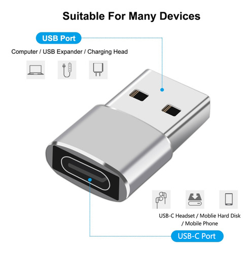 Soporte De Adaptador Usb-c Hembra A Usb 2.0 Macho De Aleació