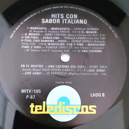 Varios Artistas - Hits Con Sabor Italiano Lp
