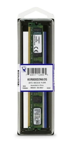 Imagem 1 de 7 de Memória Ram Para Pc 2gb 800mhz Ddr2 Kingston - Kvr800d2n6/2g