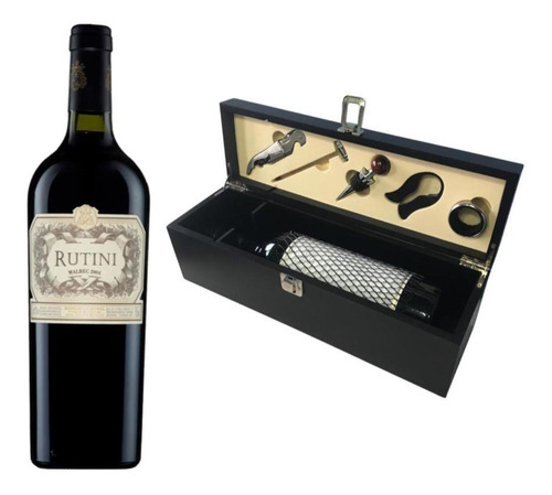 Vino Rutini Malbec + Estuche Set Accesorios Regalo Cuotas