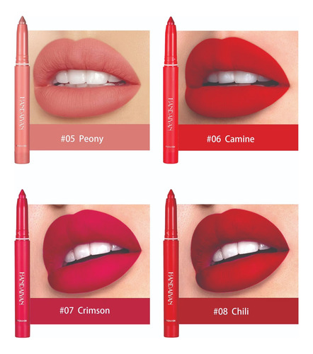 Lápiz Labial Mate Handaiyan Delineador De Labios Giratorio Rojo Profundo