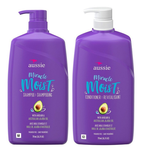 Shampoo + Condicionador Aussie Mega Moist 778 Ml (kit)