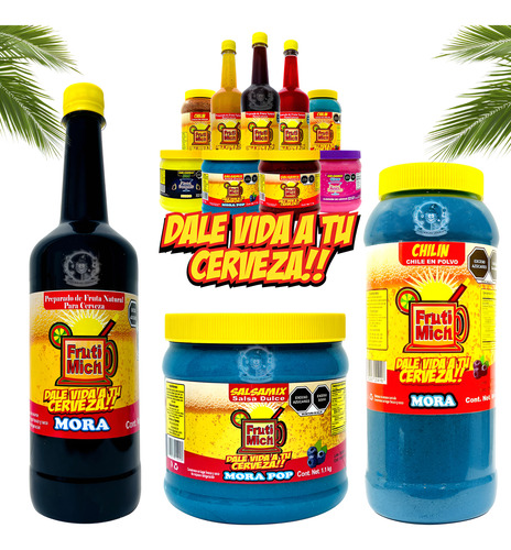 Fruti Mich Kit Escarchar Micheladas Polvo + Salsa + Jarabe