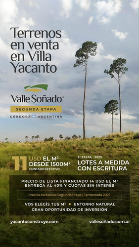 Vendo Terrenos Turísticos Villa Yacanto De Calamuchita. 2°et