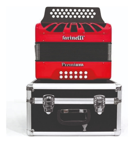 Farinelli 3012frhg Acordeón Botones Premium 5 Voces Rojo Fa