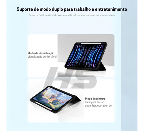Capa De Tablet iPad Pro 11 A1980 Design Fino Pencil Holder Cor Rosa