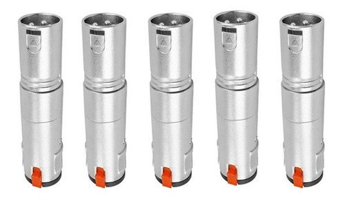 Imagem 1 de 7 de Kit 5 Plug Adaptador Star Cable Xlr M - Jack J10m C/ Trava