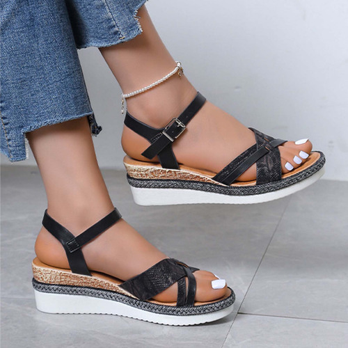 Zapatos Casuales Que Combinan, Sandalias Con Cuña Para Mujer