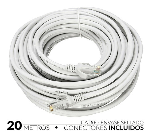 Cable De Red Internet 20 Metros Cable Red Utp Cat 5e Lan