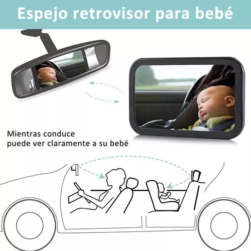 Espejo retrovisor para asiento trasero de coche, espejo de bebé para  respaldo de coche, visión fácil