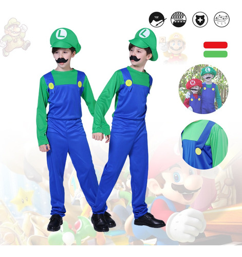 Disfraz De Super Mario Bro Cosplay De Anime Para Niños