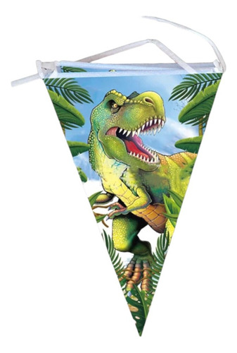 10 Banderines Con Diseño De Dinosaurio T-rex Para Fiesta 