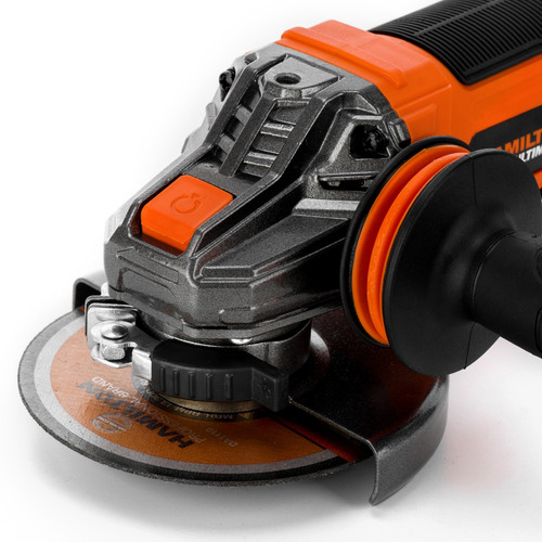 Miniamoladora angular inalámbrica Hamilton ULT115 de 50 Hz color naranja y negro 20 W 220 V - 240 V + accesorio
