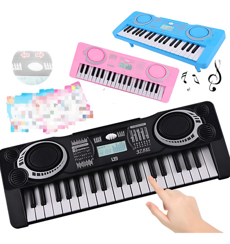 Mini Piano Electronico Para Niños Color Celeste 37 Teclas