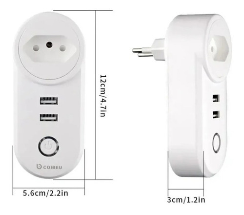 Tomada Inteligente Alexa Smart Wifi 2 Entradas Usb Google Cor Branco