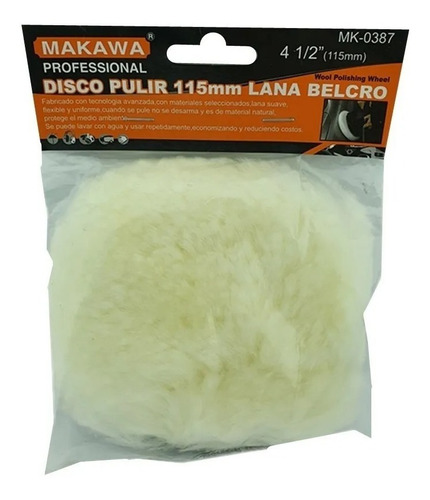 Disco Para Pulir 115mm 4 1/2 PuLG Lana Velcro Makawa Mk-0387