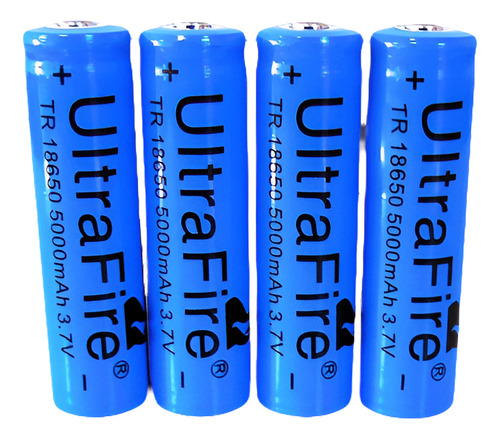 4pcs 5000mah Recargable Batería 18650 3.7v Li-ion Azul Pilas
