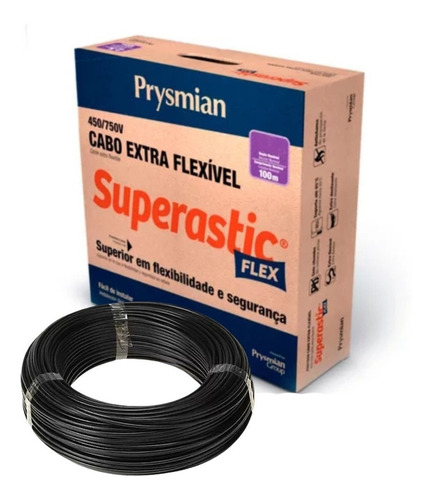 Cable flexible Superastic de Prysmian, 85 g, 1,50 mm, 100 m, cable negro